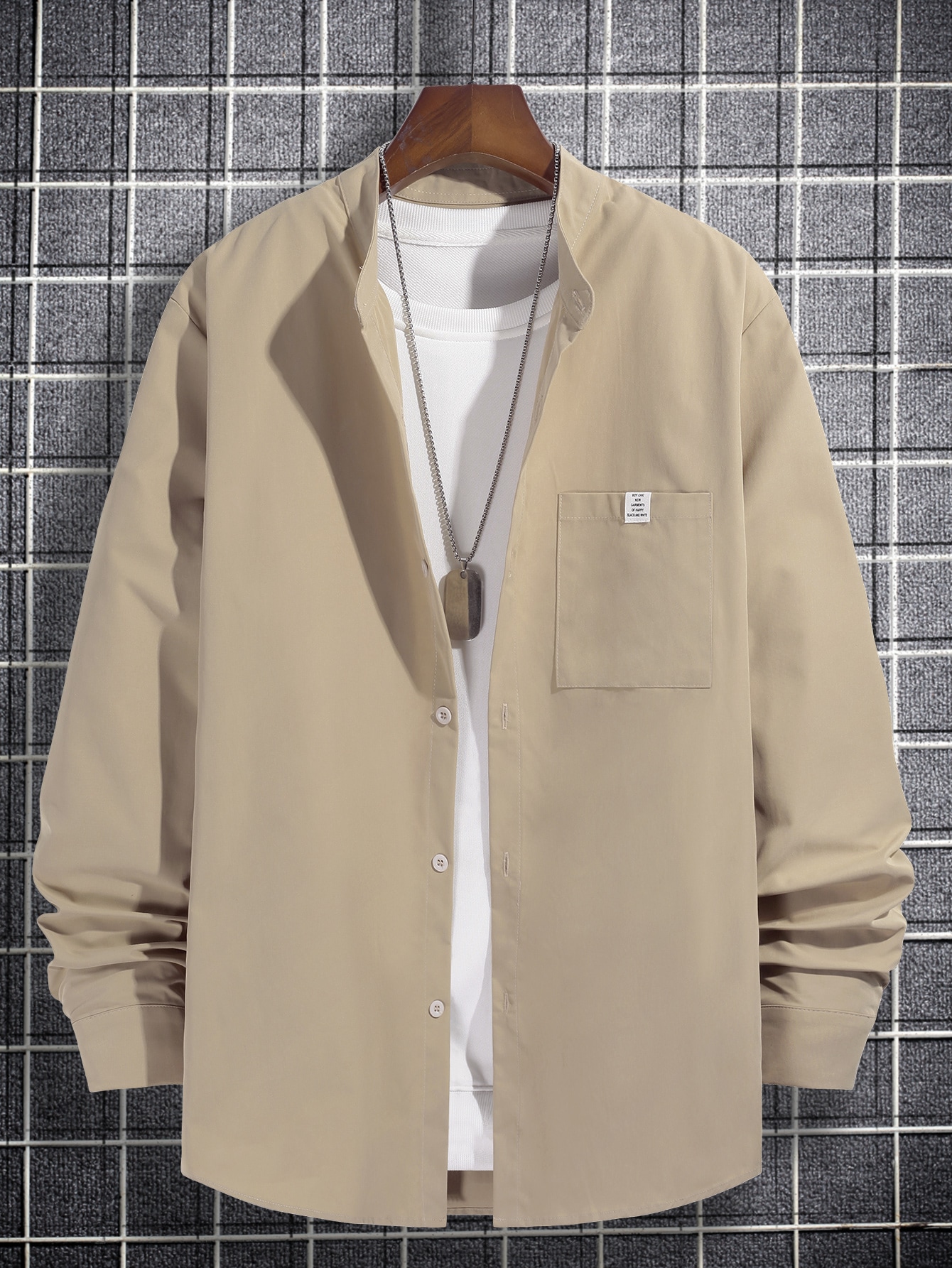 Men Patch Detail Shirt Without Top