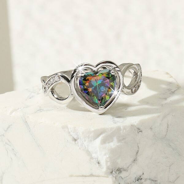 Zircon Decor Ring, Silver