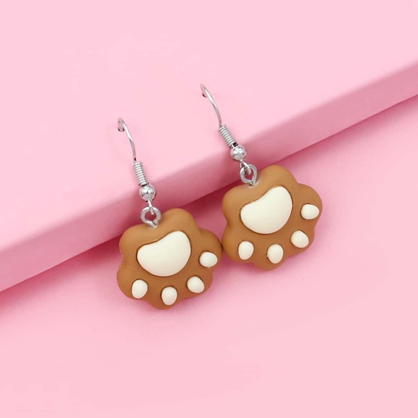 Girls Paw Drop Earrings, Multicolor