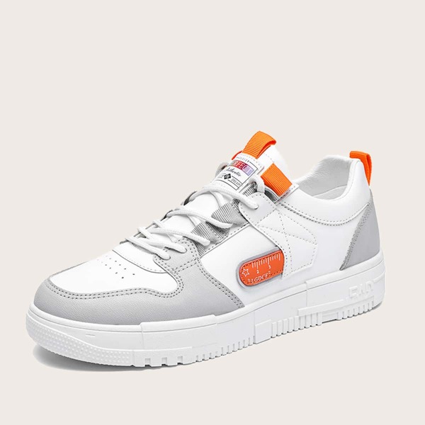 Men Colorblock Lace-up Front Sneakers, White