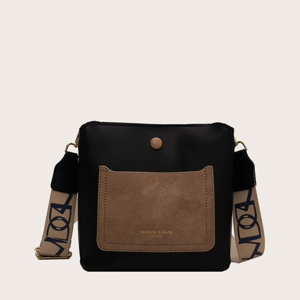 Two Tone Crossbody Bag, Black