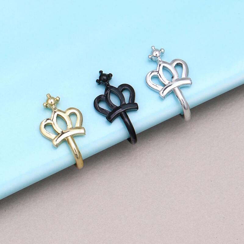 3pcs Crown Decor Nose Ring, Multicolor 
3pcs Crown Decor Nose Ring, Multicolor