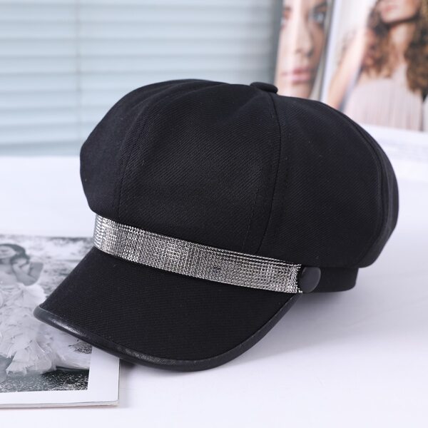 1pc Baker Boy Hat, Black