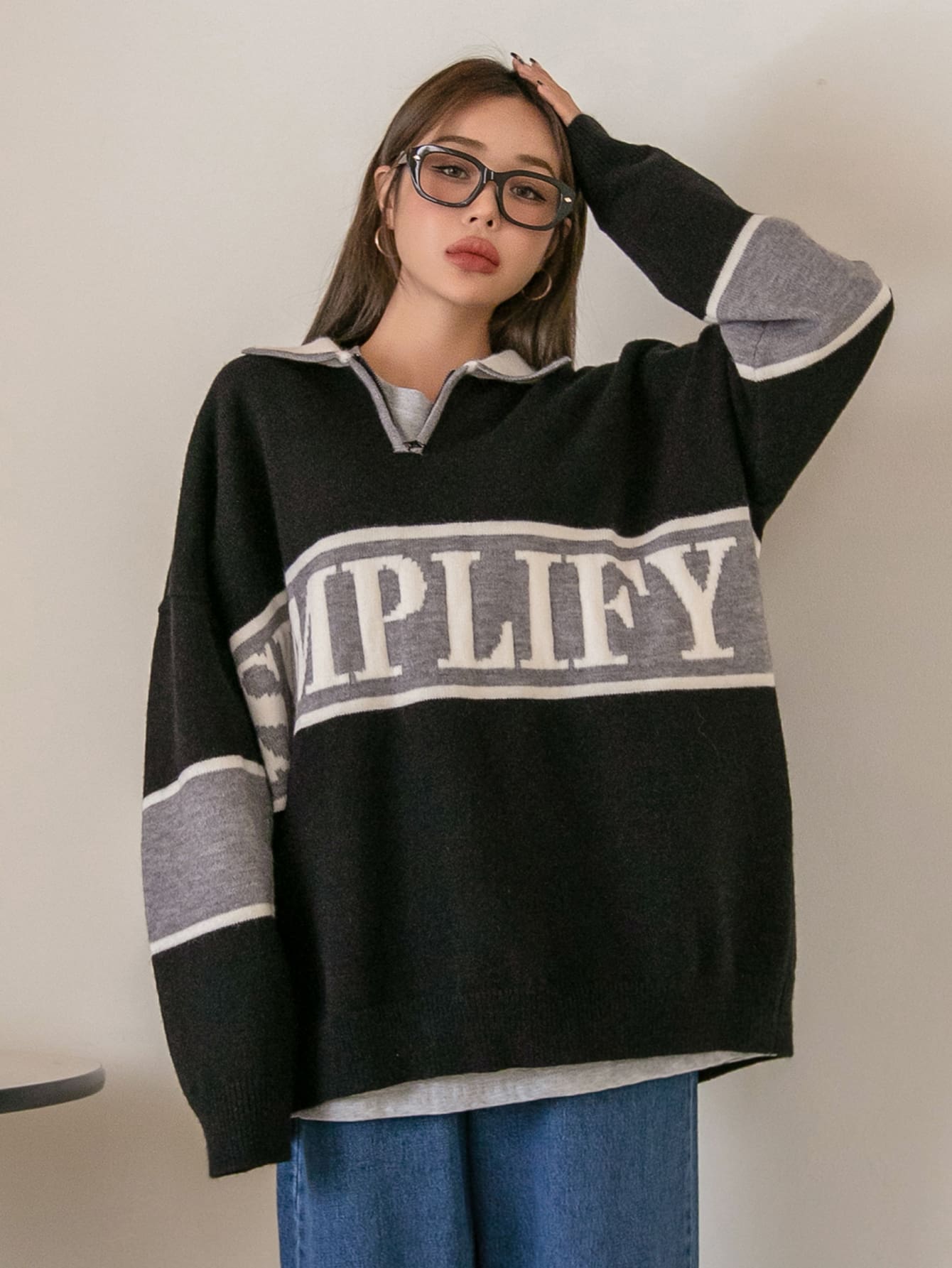 DAZY Pull oversize à motif lettre