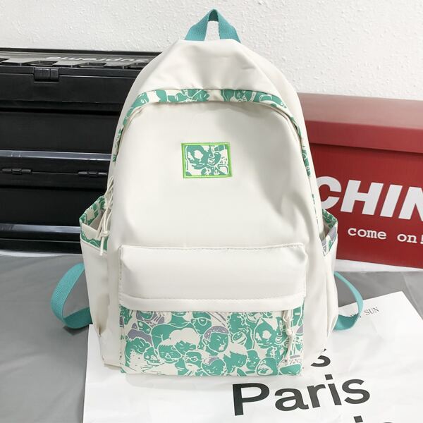 Cartoon Graphic Classic Backpack, Multicolor