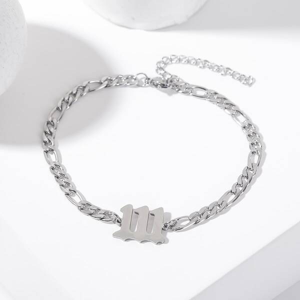 Number Decor Bracelet, Silver