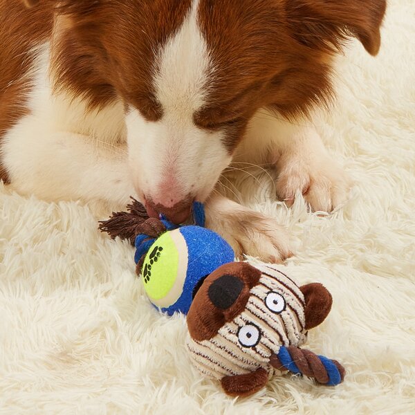 1pc Cartoon Plush Pet Chew Toy, Multicolor