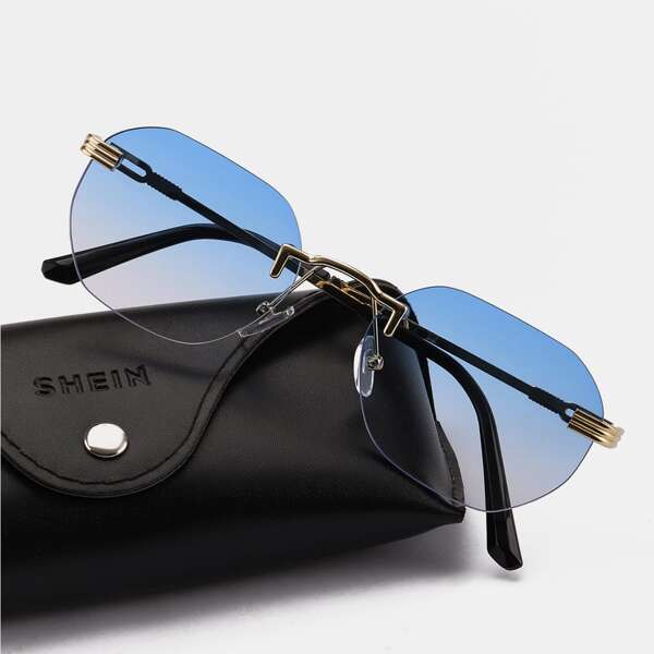 Men Ombre Lens Rimless Sunglasses