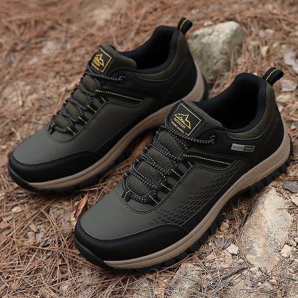 Men Letter Graphic Hiking Shoes, Army green