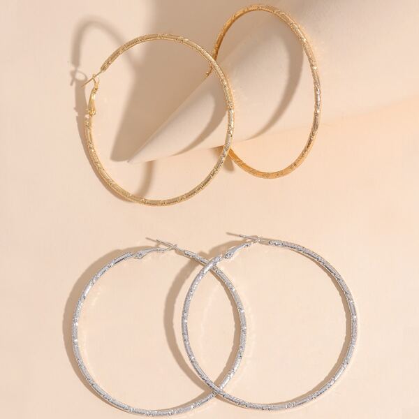 2pairs Hoop Earrings, Multicolor