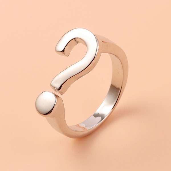 Question Mark Decor Ring, Silver