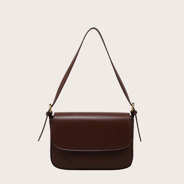Minimalist Flap Square Bag, Coffee brown