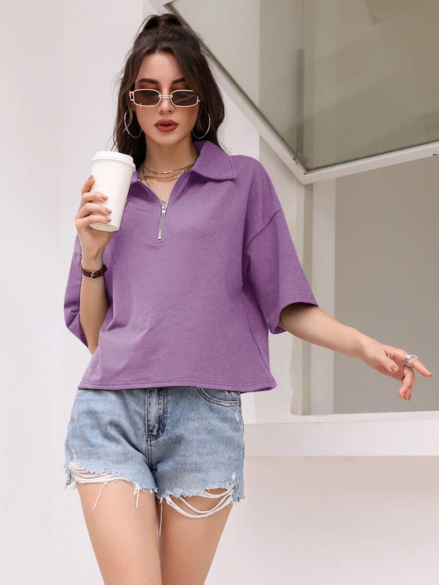 Mulvari Solid Half Zip Tee