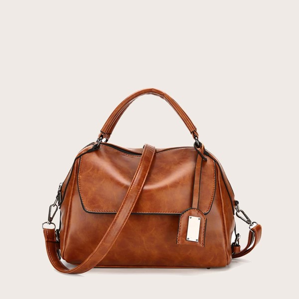 Minimalist Large Capacity Tote Bag, Brown