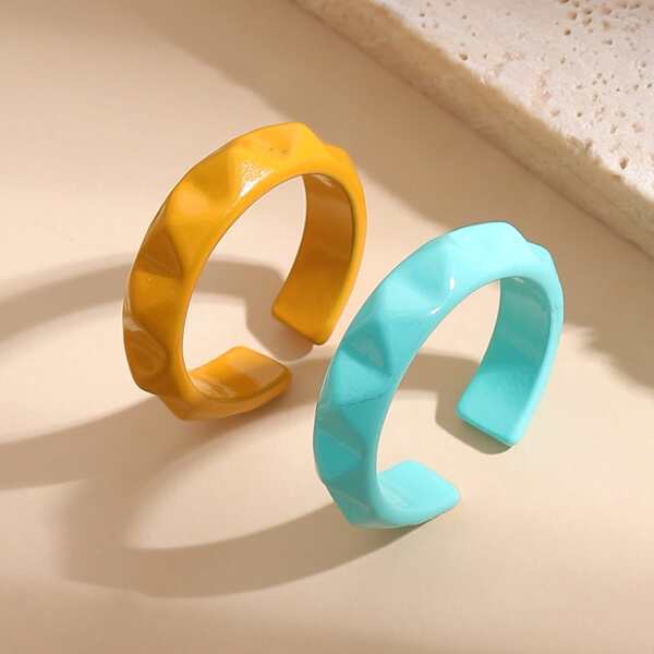2pcs Cuff Ring, Multicolor
