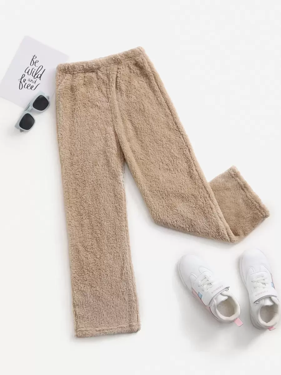 SHEIN Girls Teddy Wide Leg Pants