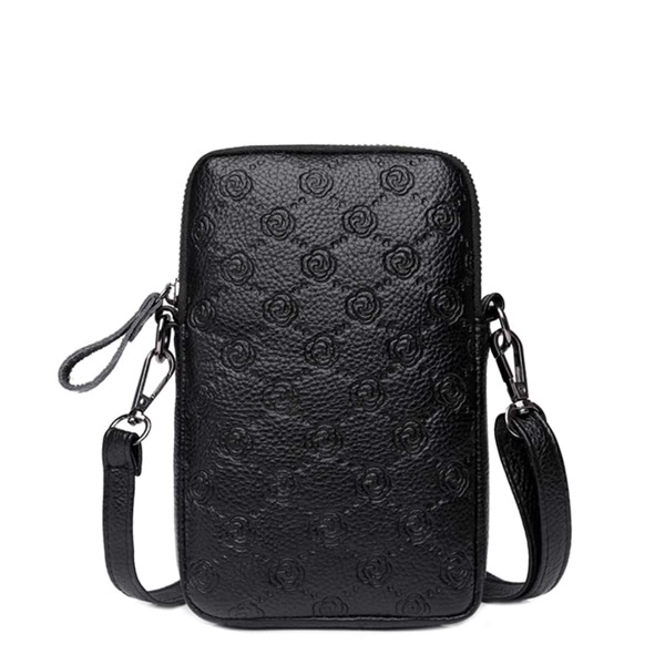 Flower Embossed Crossbody Bag, Black 
Flower Embossed Crossbody Bag, Black