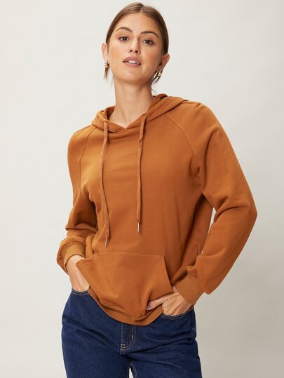 SHEIN 100% Cotton Raglan Sleeve Hoodie