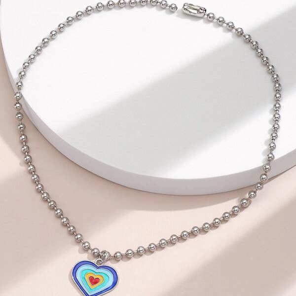 Heart Charm Necklace, Multicolor