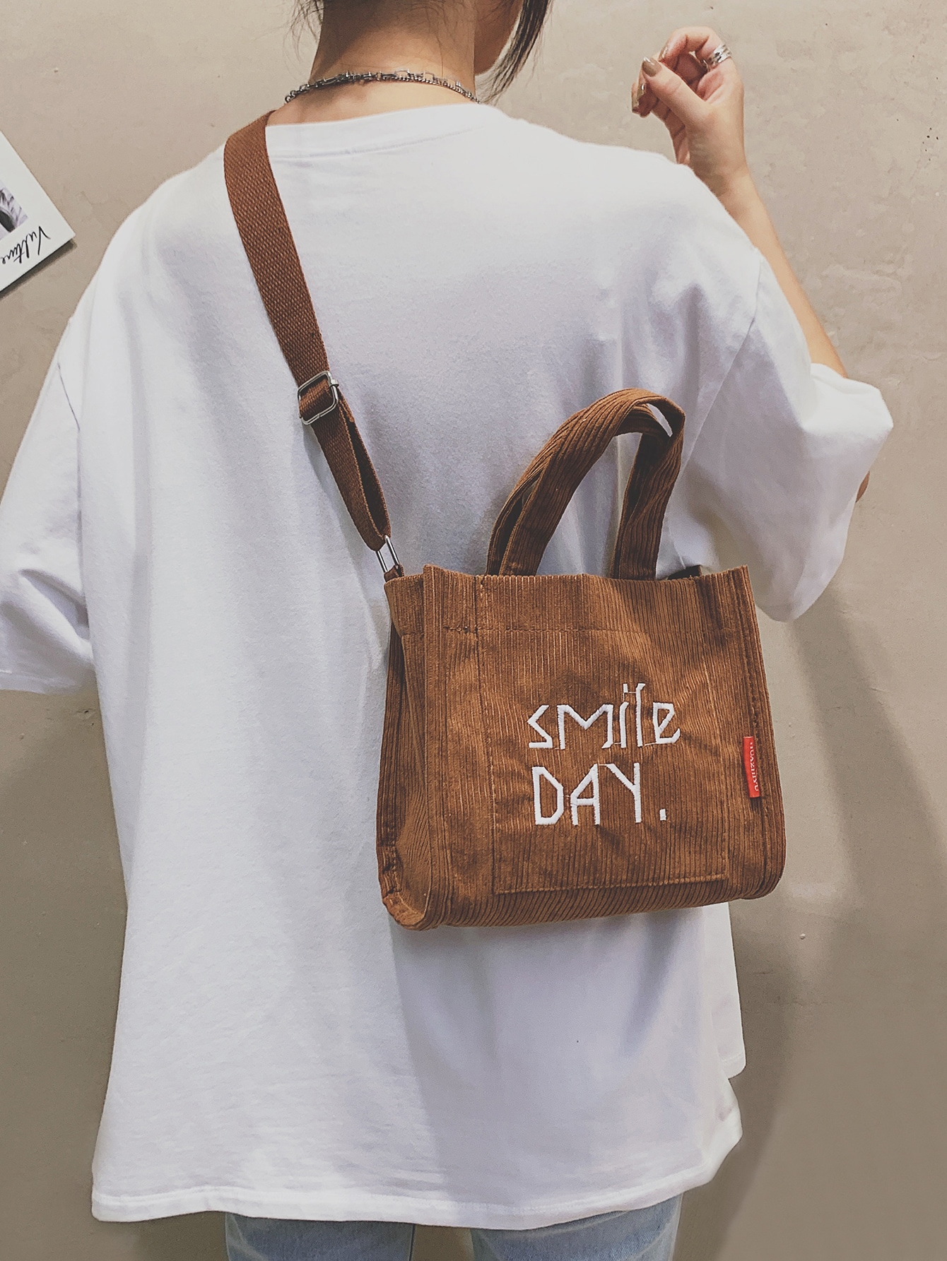 Letter Graphic Satchel Bag