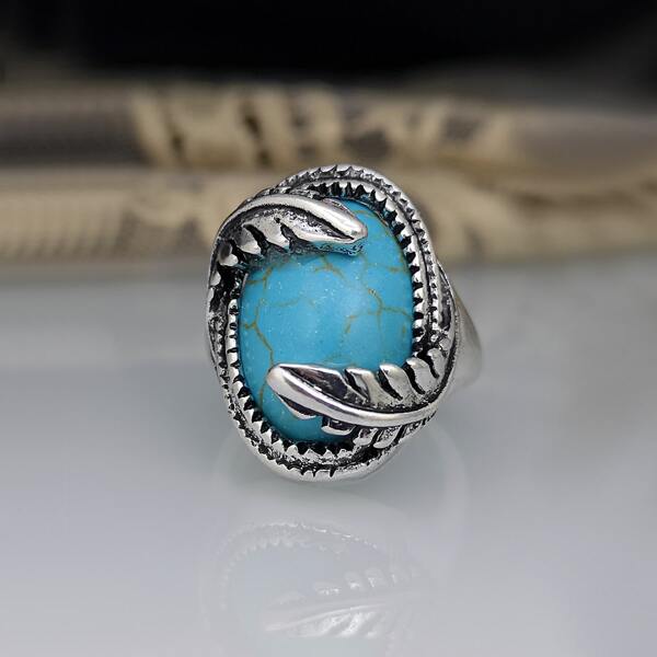 Round & Leaf Decor Ring, Blue