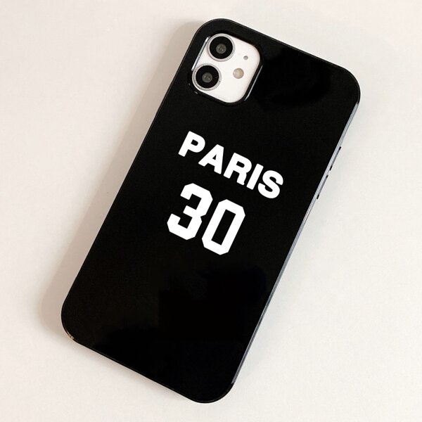 Letter Graphic Phone Case, Black and white