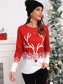 Christmas Print Crew Neck Tee