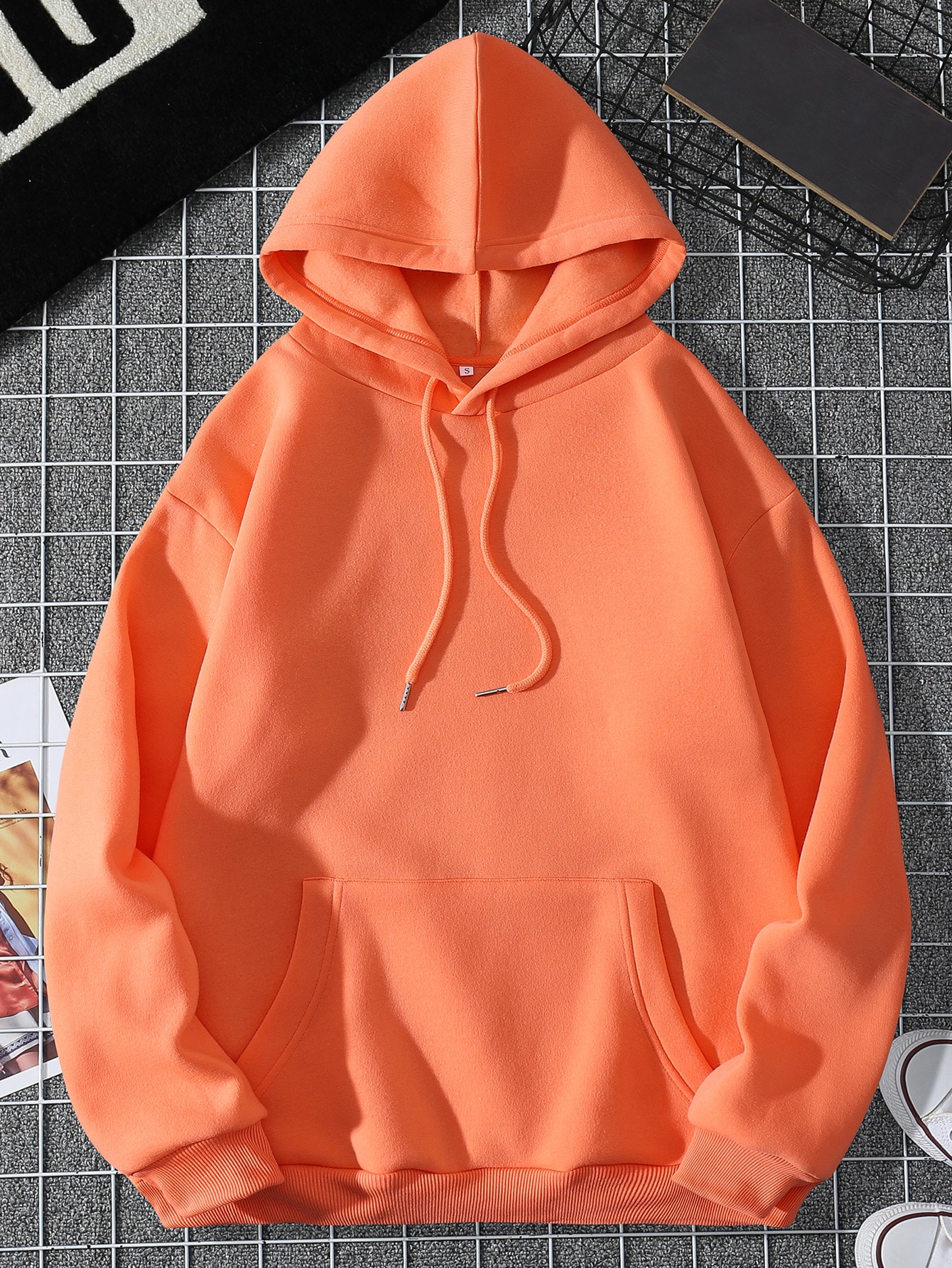 Drawstring Kangaroo Pocket Thermal Lined Hoodie