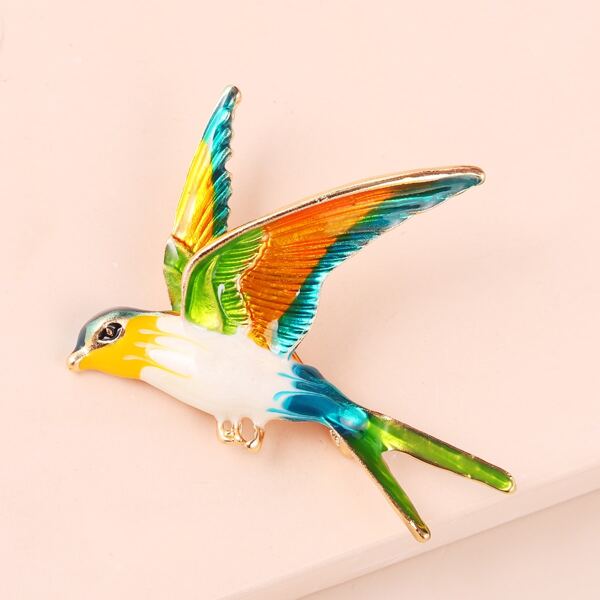 Bird Design Brooch, Multicolor