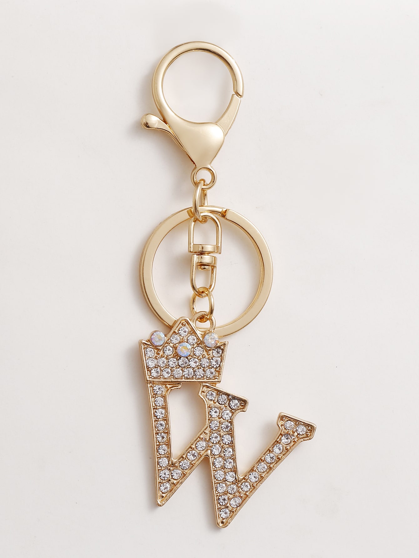 Rhinestone Letter Charm Keychain