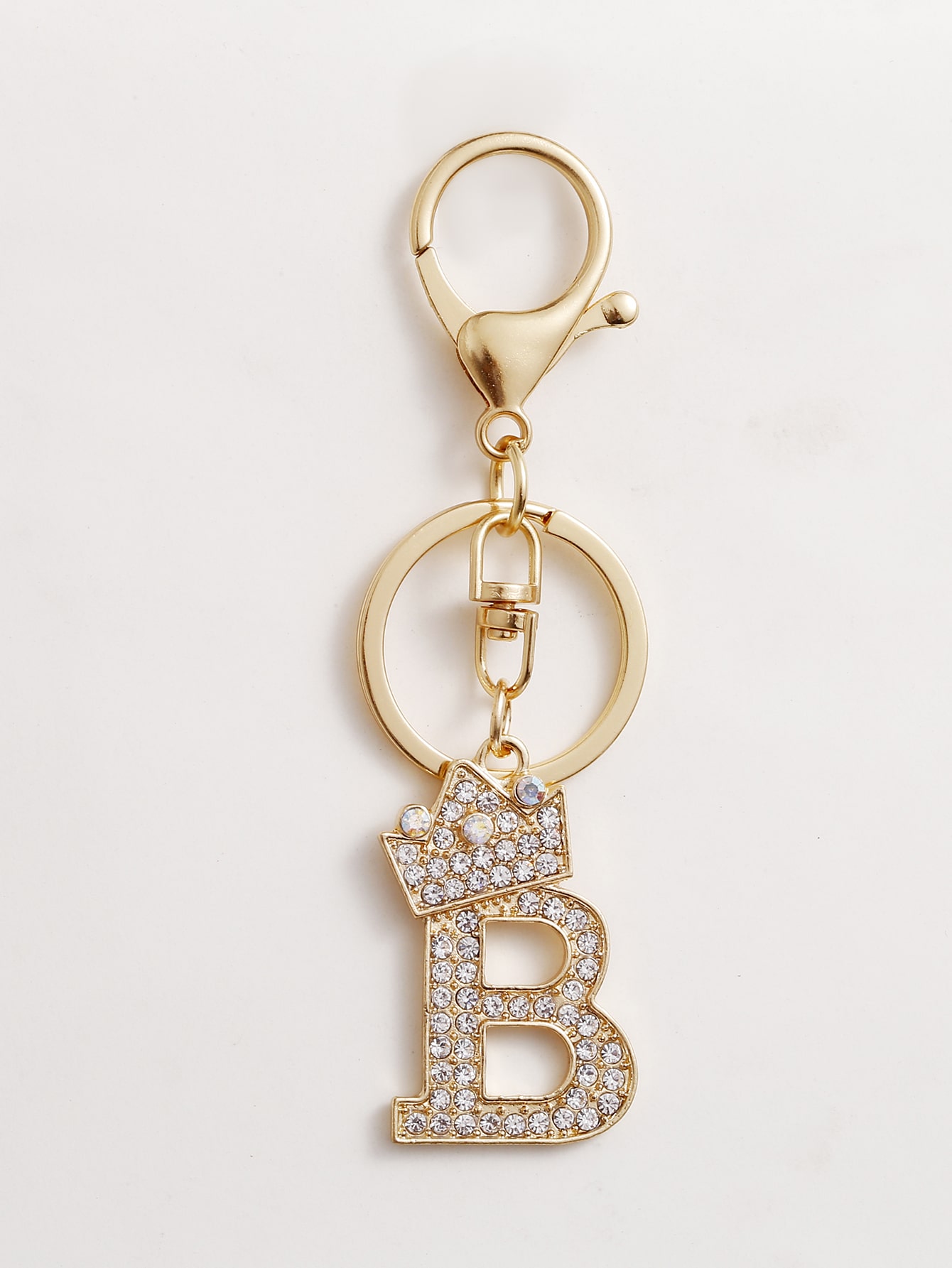 Rhinestone Letter Charm Keychain