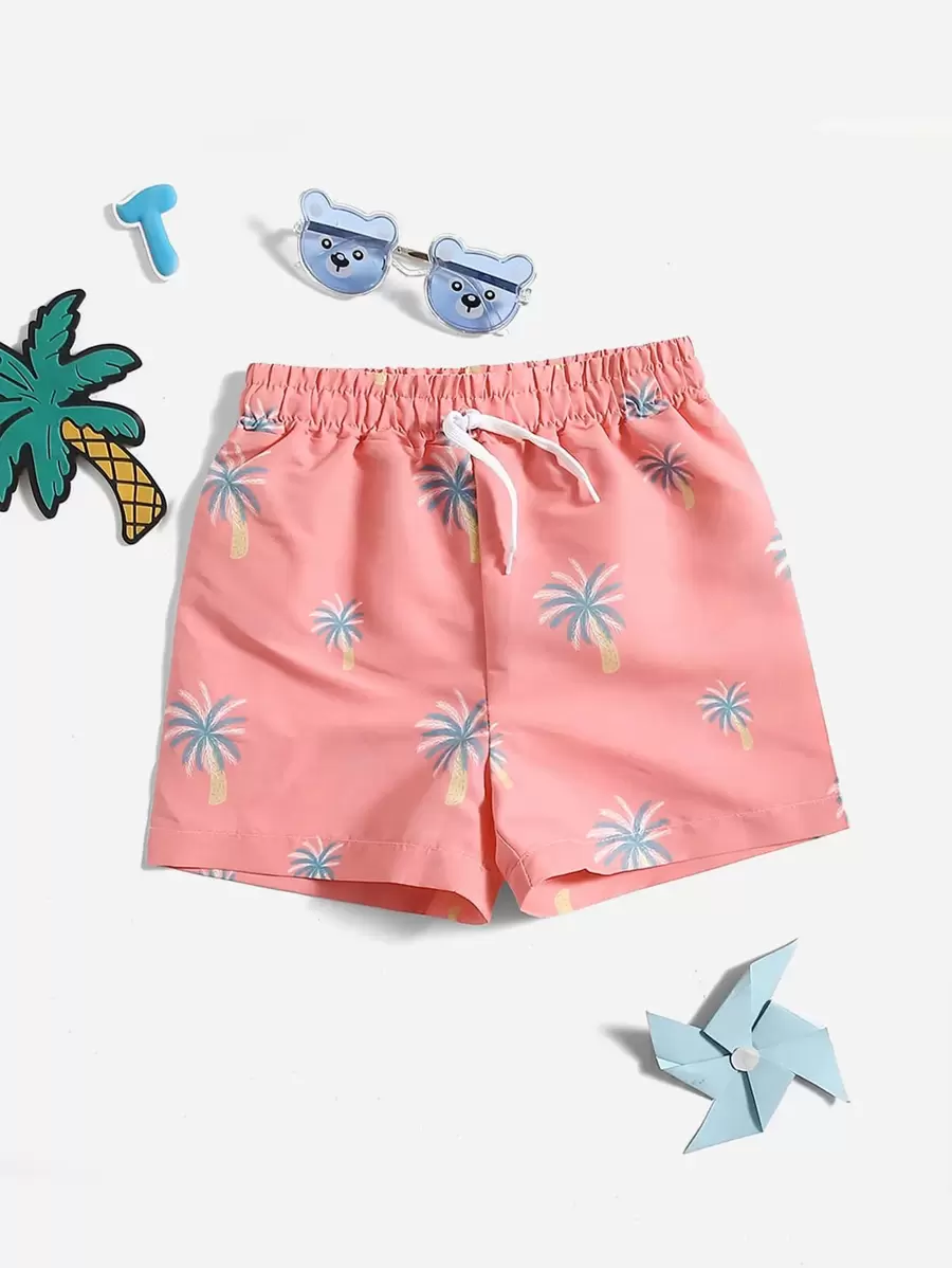 Shorts De Natação Com Estampa De Árvore De Palmeira Para Meninos Adolescentes
