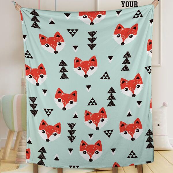 Cartoon Fox Print Blanket, Multicolor