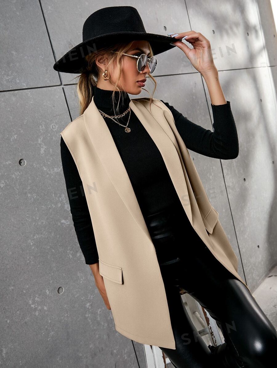 Calvaya Blazer unicolor de cuello esmoquin