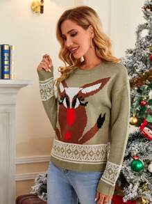 Christmas Pattern Drop Shoulder Sweater