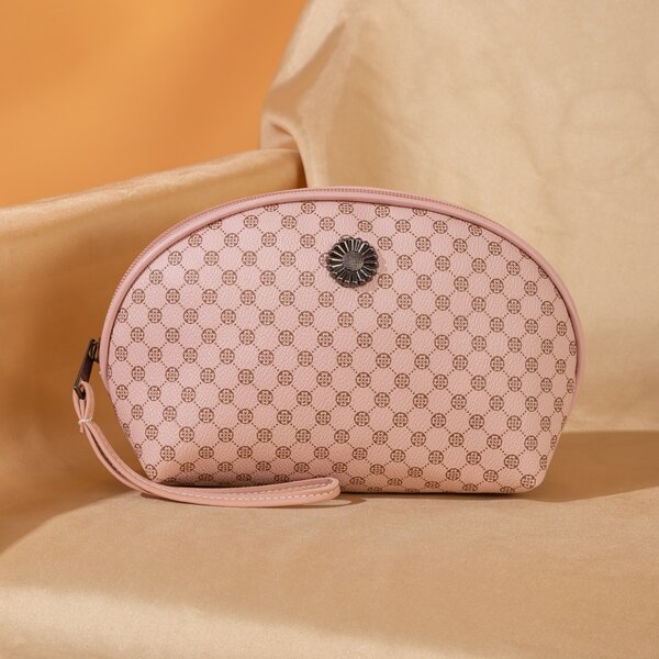 Metal Decor Geometric Pattern Clutch Bag, Pink