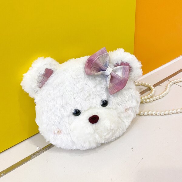 Cartoon Bear Design Novelty Bag, White