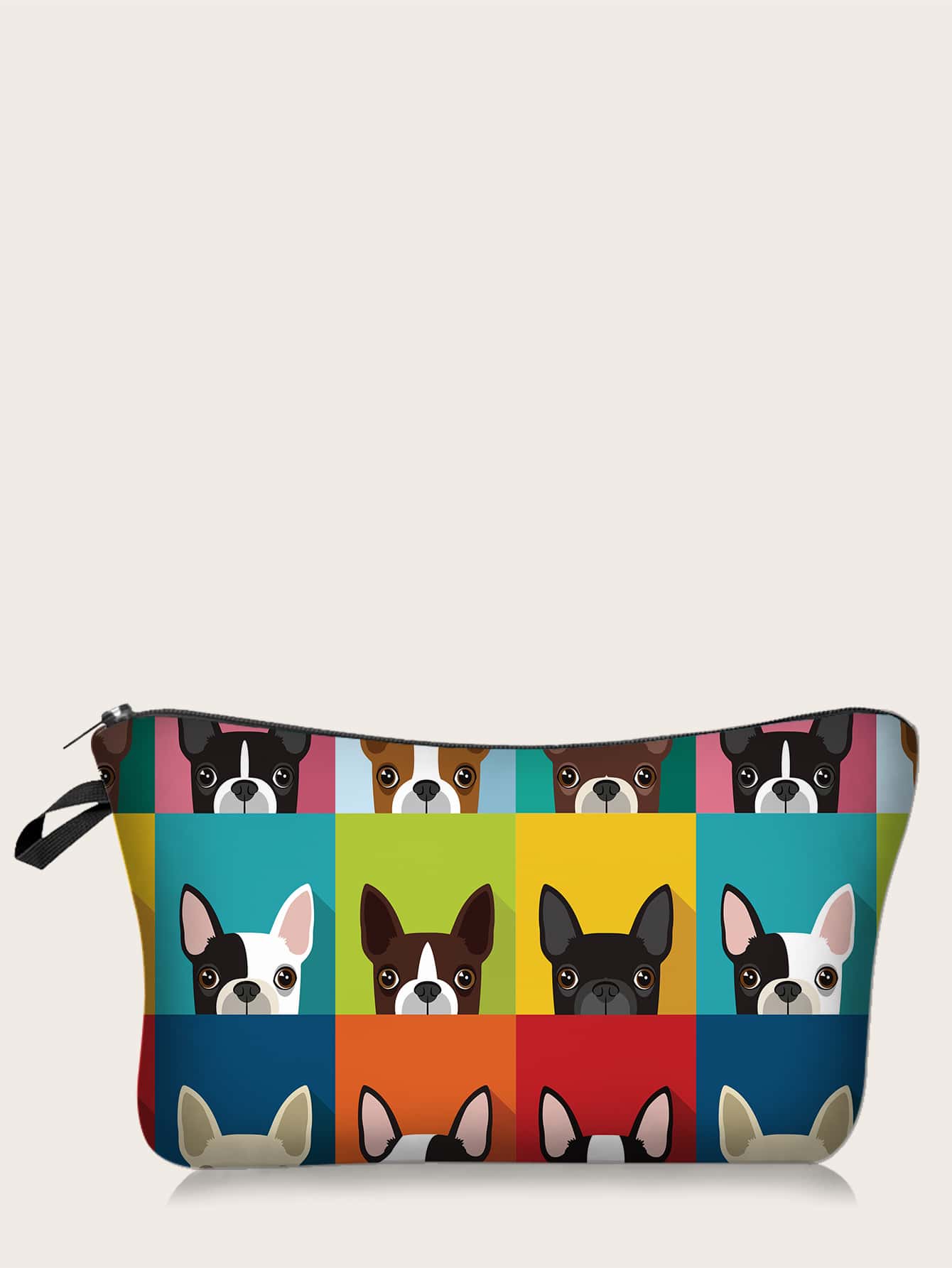 1 Bolsa de cosméticos con diseño colorido de perrito de dibujos animados, estética Y2K, bolsa de mano relajada y portátil para artículos de aseo, ideal como regalo para dama de honor, mamá, cumpleaños, amigos y maestros, y para decoración del hogar, baño, sala de estar y dormitorio, organizador de joyas, aceite de labios y esmalte de uñas