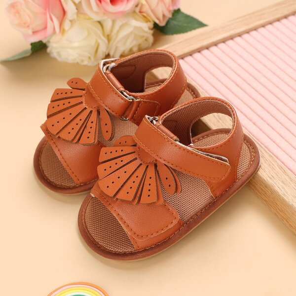 Baby Open Toe Velcro Strap Sandals, Brown