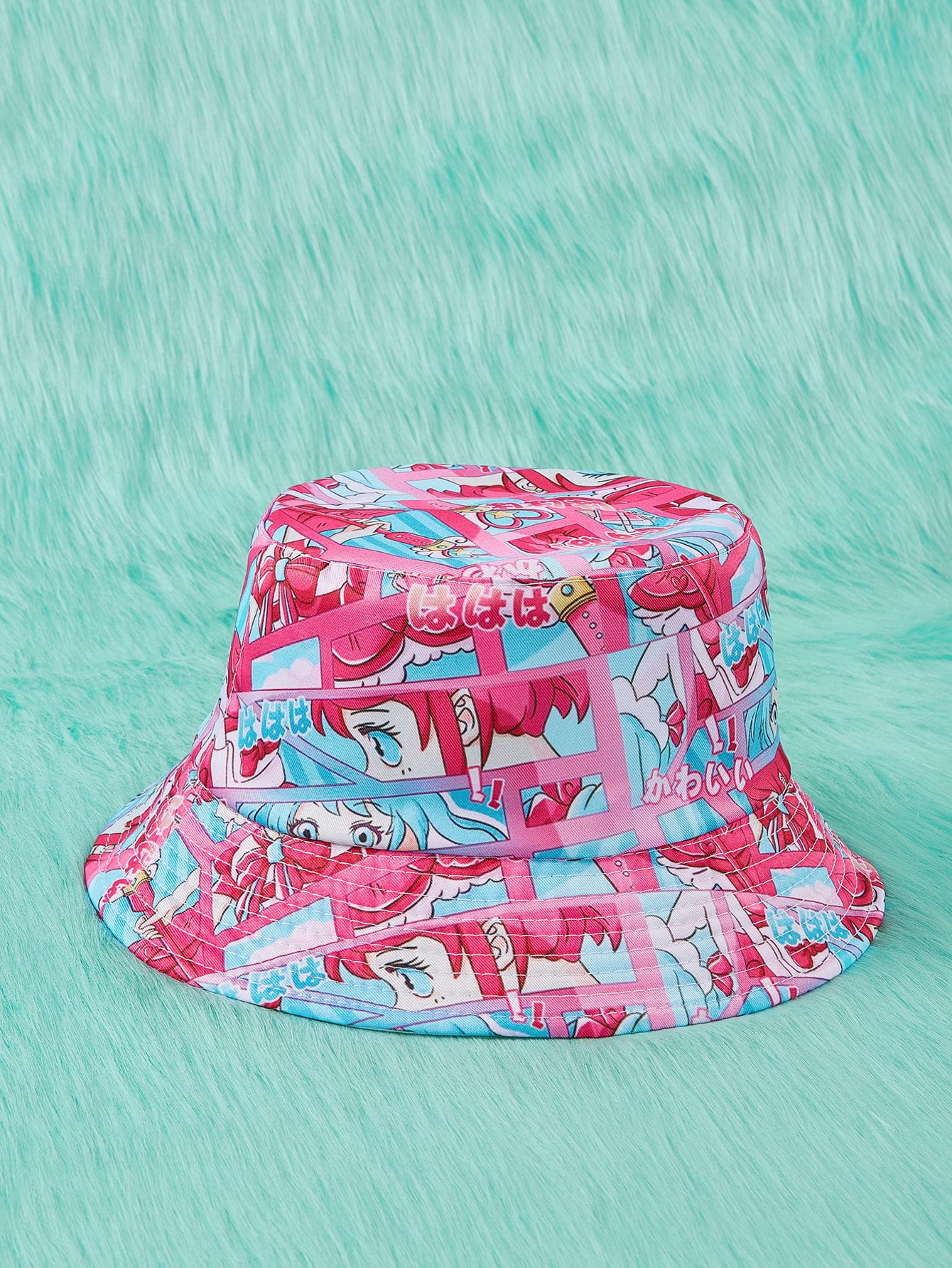 ROMWE Cartoon Figure Print Bucket Hat