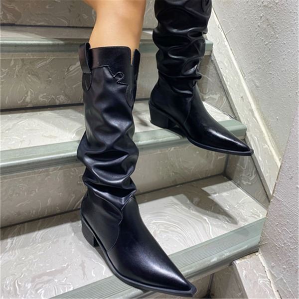 Minimalist Slip On Chunky Boots, Black
