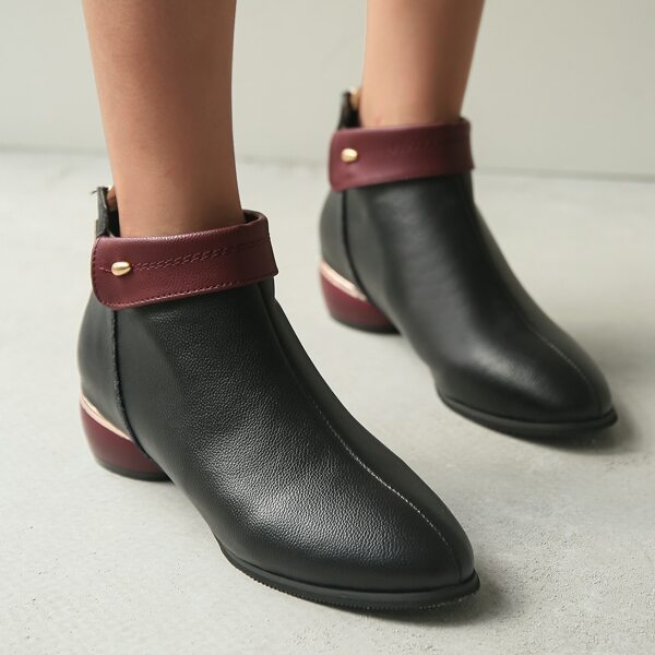 Zip Back Chunky Heeled Boots, Black