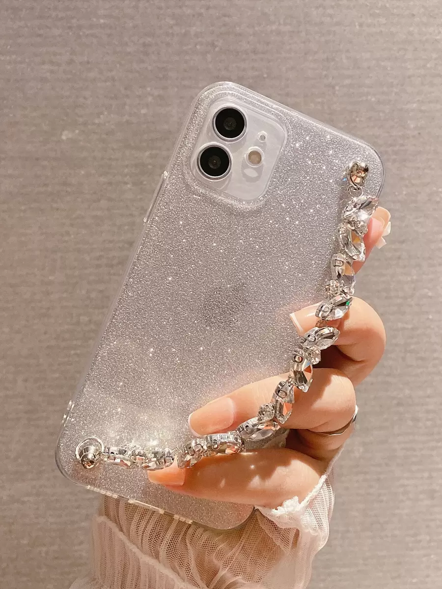 Telefoonhoesje met lovertjes en armband met strass