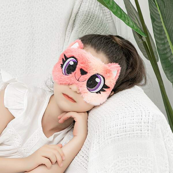 Cartoon Plush Eye Cover, Pink