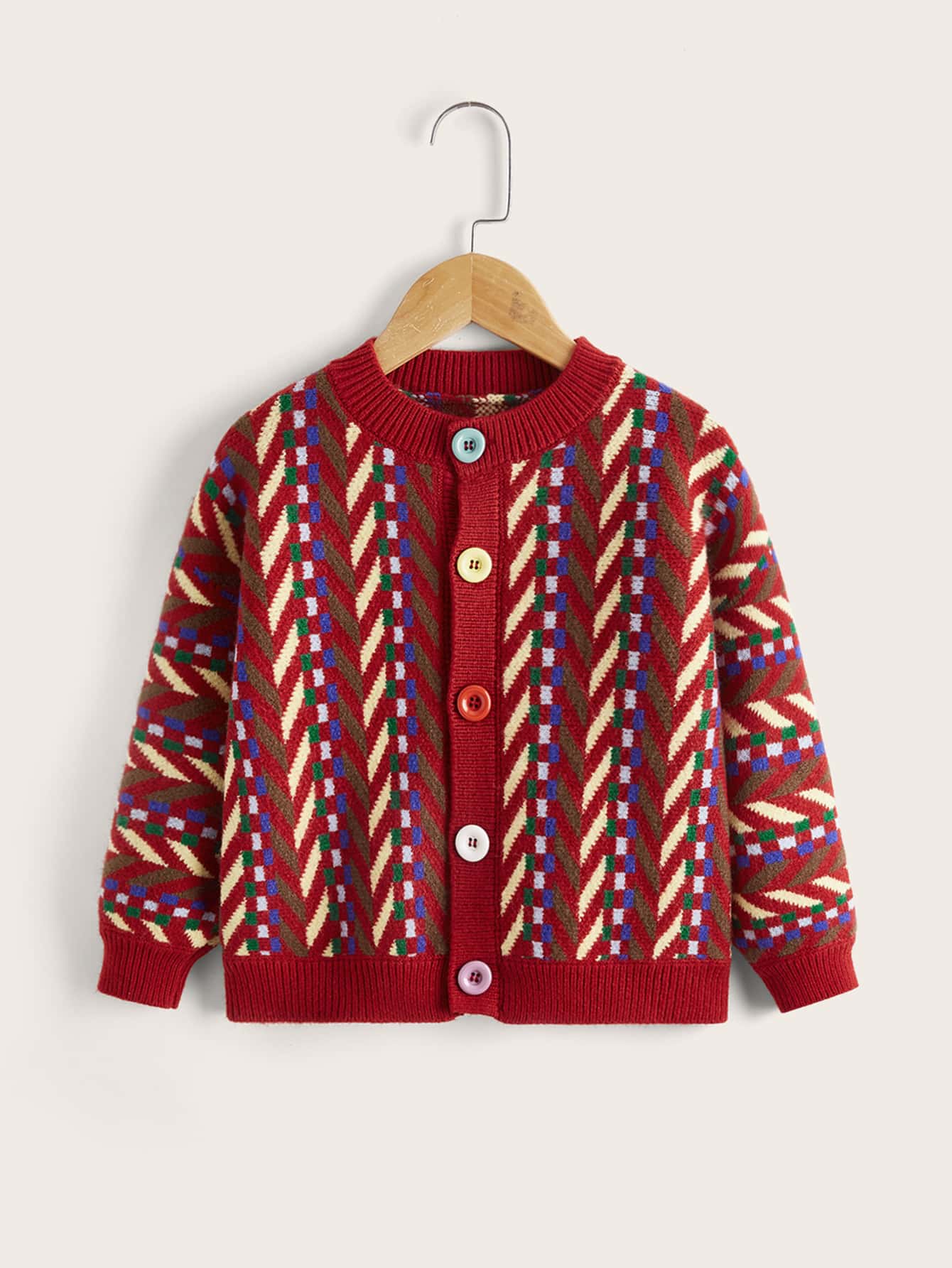 Toddler Girls Geo And Chevron Pattern Cardigan