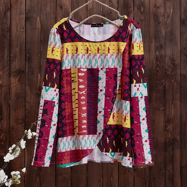 Блузка с запахом с принтом, Многоцветный
Блузка с запахом с принтом, Многоцветный