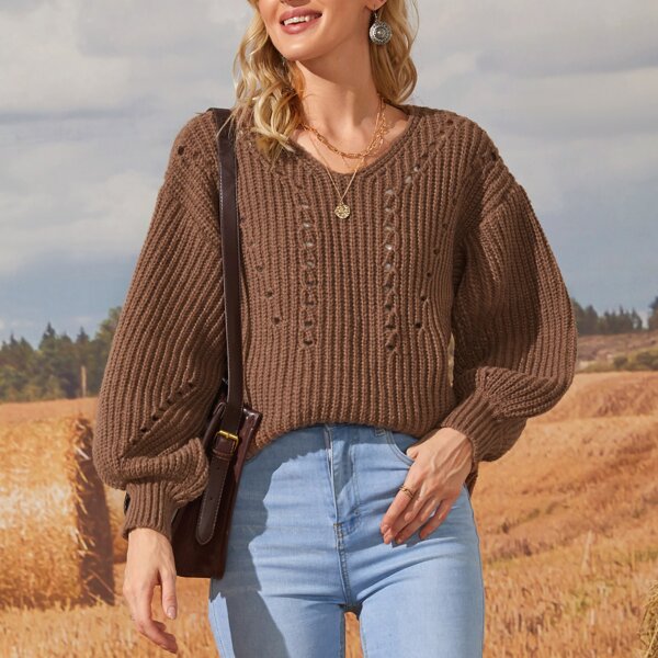 Свитер вязаный с рукавами "летучая мышь, Кофейный коричневый
Свитер вязаный с рукавами "летучая мышь, Кофейный коричневый