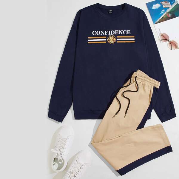 для мужчины льва и с текстовым принтом Свитшот & на кулиске с боковым швом Брюки, Многоцветный
для мужчины льва и с текстовым принтом Свитшот & на кулиске с боковым швом Брюки, Многоцветный