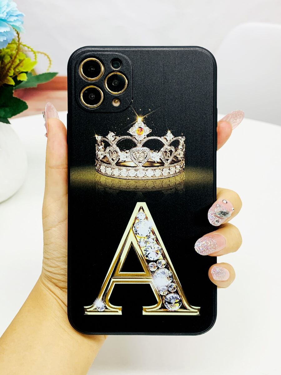 Etui na telefon z grafiką w kształcie korony i litery kompatybilne z iPhonem 11, iPhonem 13, iPhonem 14 Pro Max