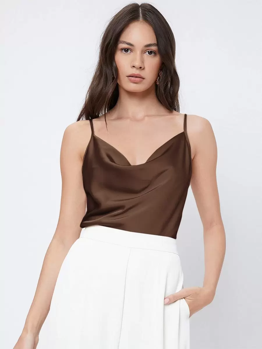 BizChic Top casual da donna senza maniche con motivo a camisole di , elegante e romantico color solido adatto per l'ufficio, uso quotidiano, autunno